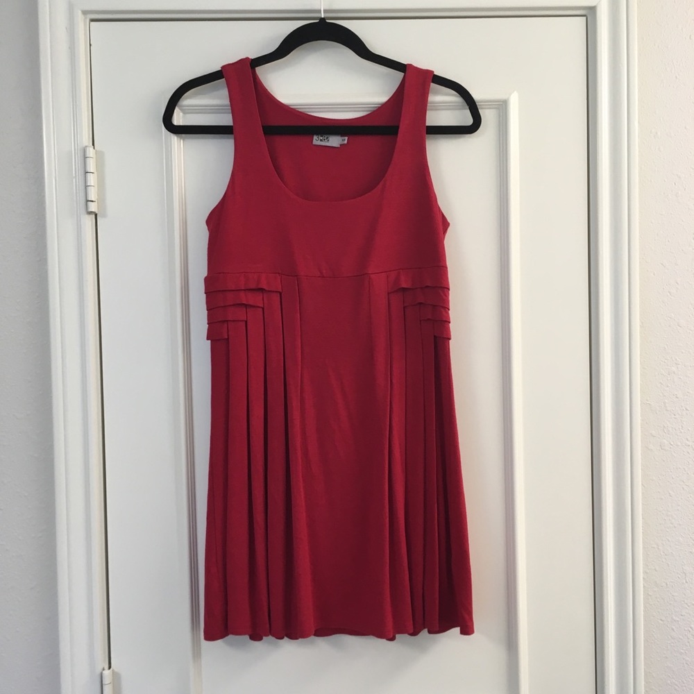 Boutique Red pleated tunic dress S